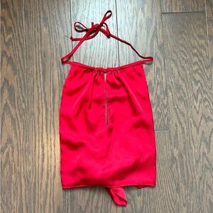 Garage Red Satin Halter Top